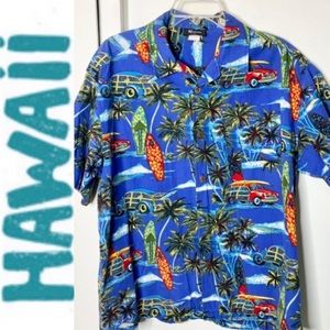 Reebesse Surfer Hawaiian Old Cars Mens Shirt M